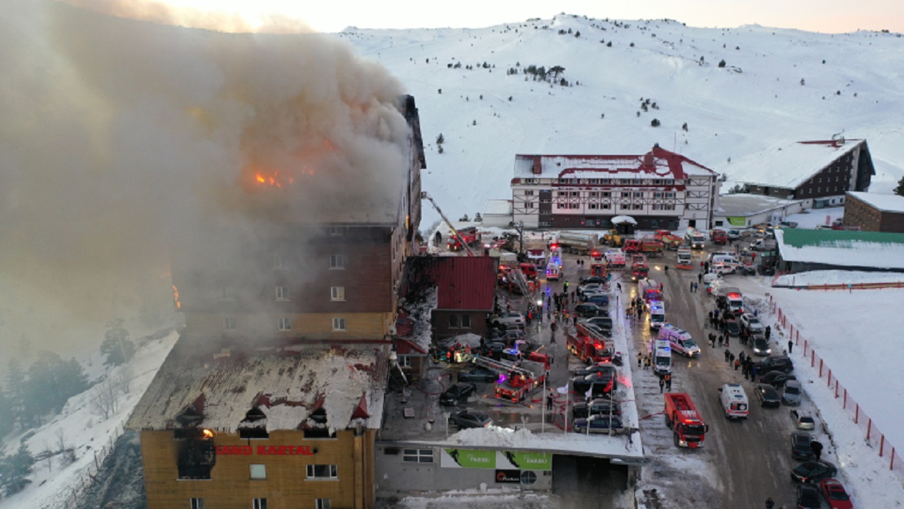 Kartalkaya Kayak Merkezi'nde Otel Yangını (1)