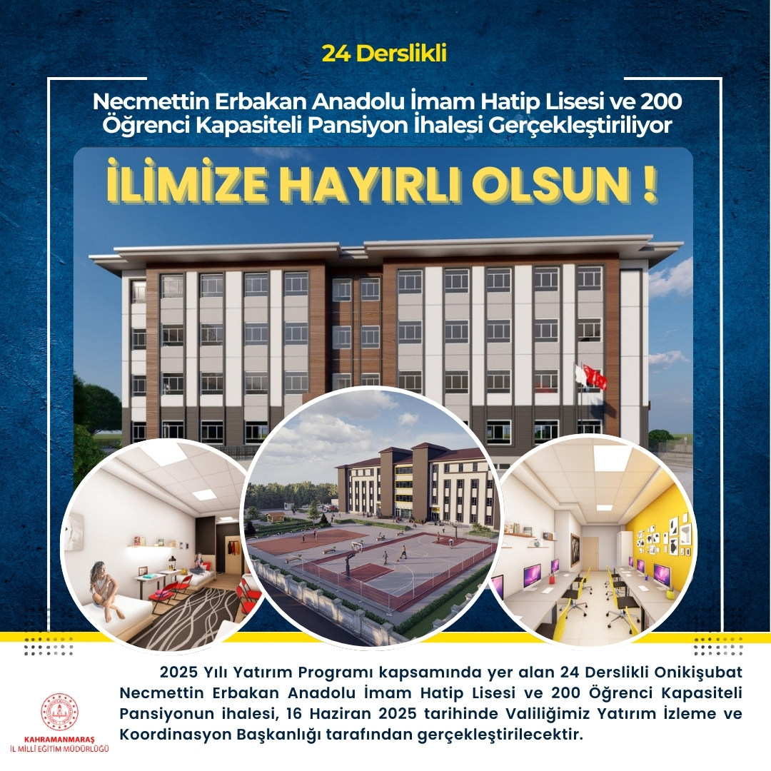 Necmettin Erbakan Anadolu İmam Hatip Lisesi Yeni Binası İçin İhale Tarihi Belli Oldu