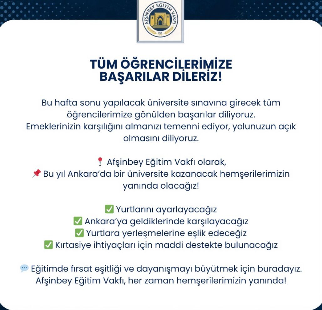 Afşinbey Eğitim Vakfı'ndan Üniversite Adaylarına Tam Destek (2)