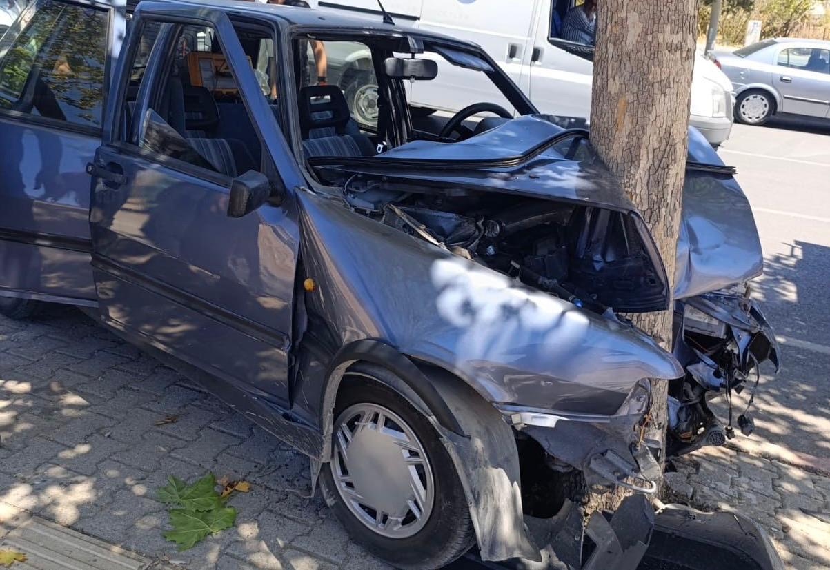 Direksiyon Hakimiyetini Kaybeden Otomobil Ağaca Çarptı 1 Yaralı 3