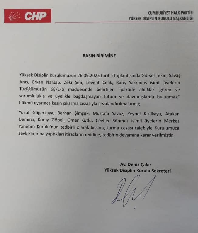 Chp, Aralarında Gürsel Tekin Ve Barış Yarkadaş'ın Da Olduğu 6 Ismi Ihraç Etti1