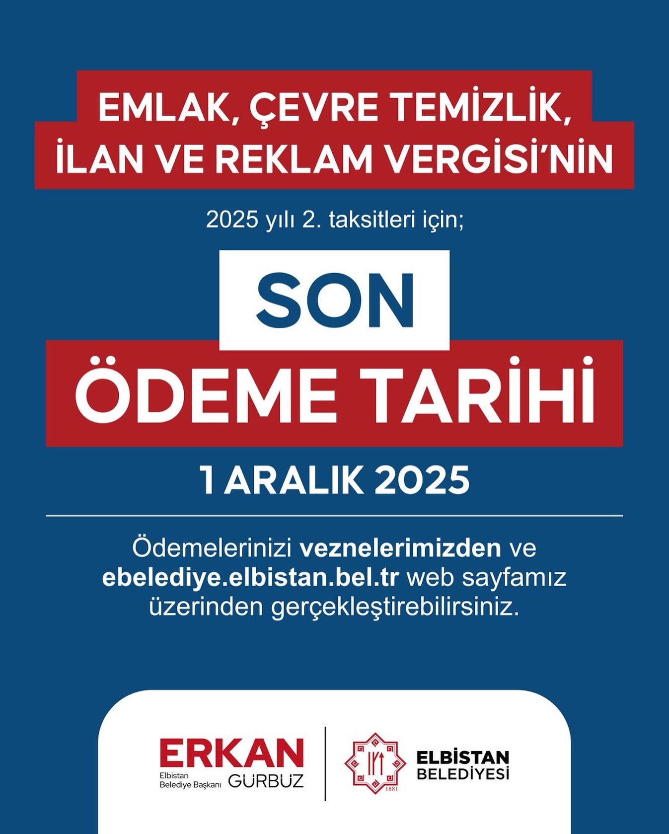 Emlak, Çevre Temizlik, İlan Ve Reklam Vergilerinde Son Ödeme Uyarısı