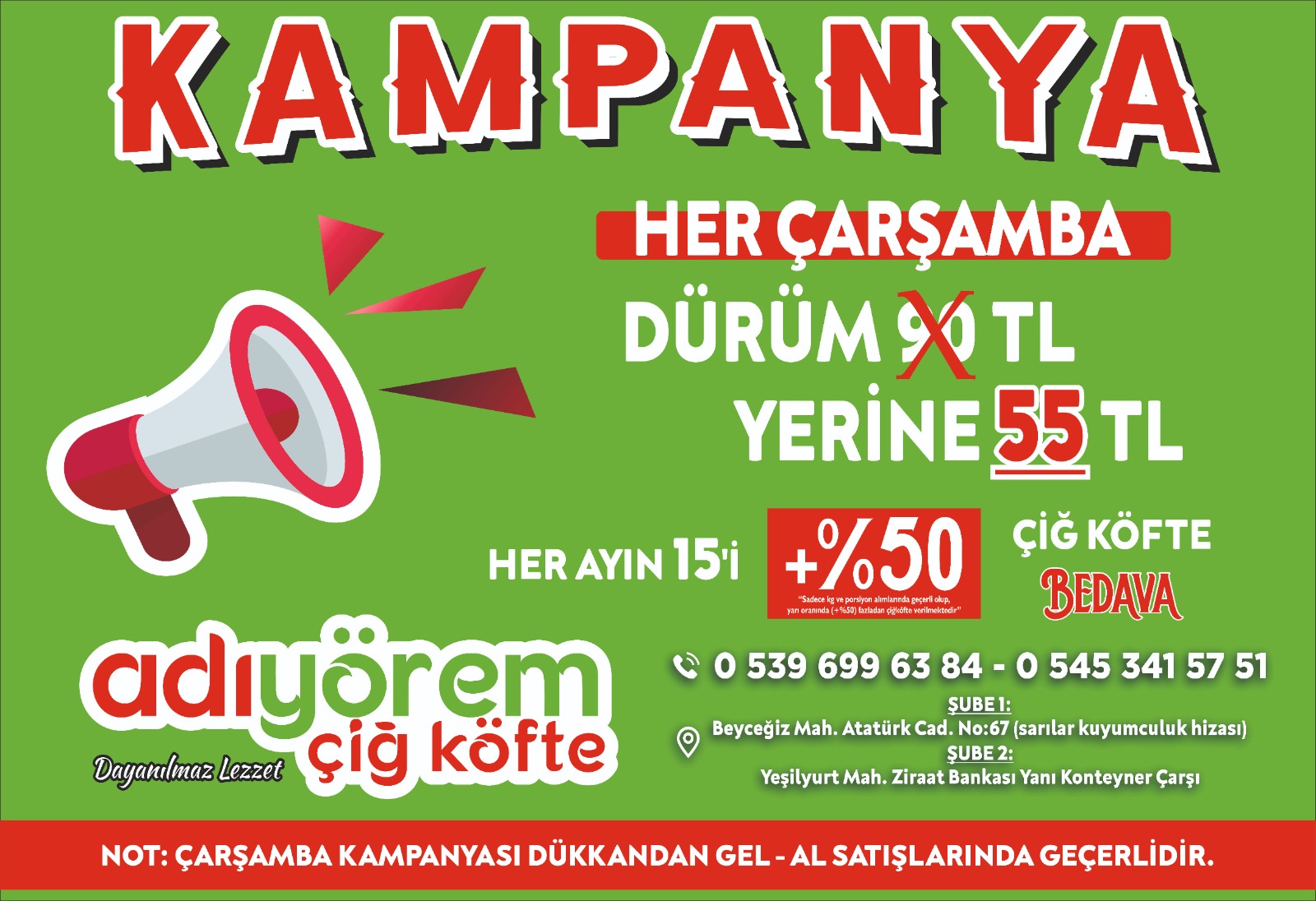 Adıyörem Çiğköfte’de Kampanya Ve İndirimler Bitmiyor2