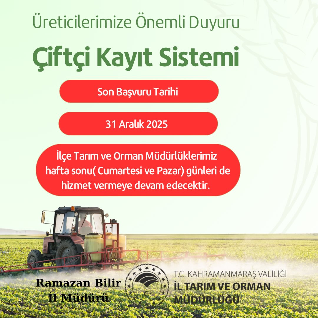 Afşin’de Tarım Destekleri İçin Hafta Sonu Mesaisi