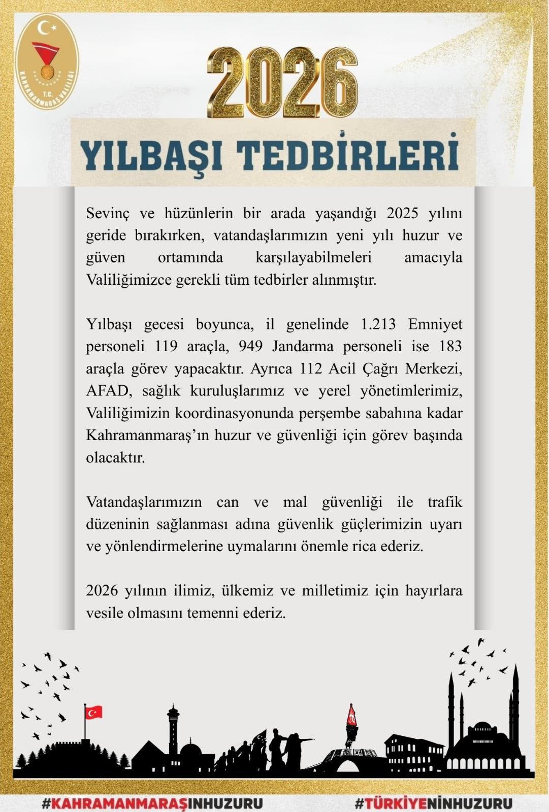 Kahramanmaraş’ta 2026 Yılbaşı Için Geniş Güvenlik Önlemleri Alındı