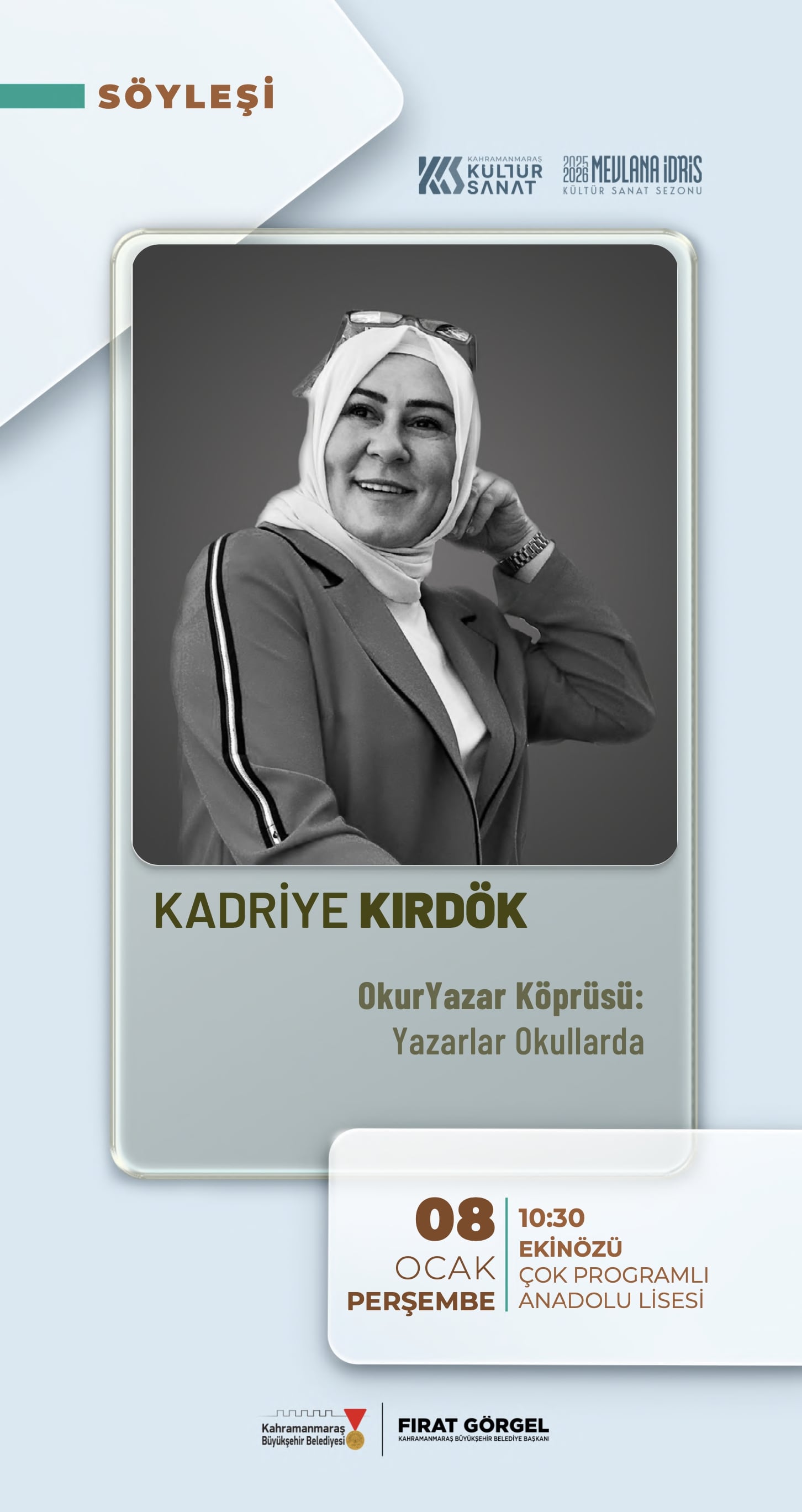 Yazar Kadriye Kırdök, Ekinözü’nde Öğrencilerle Buluşacak