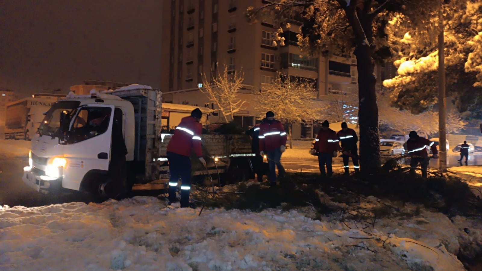 Yoğun Kar Yağışıyla Kırılan Ağaç Dallarına Hızlı Müdahale (2)
