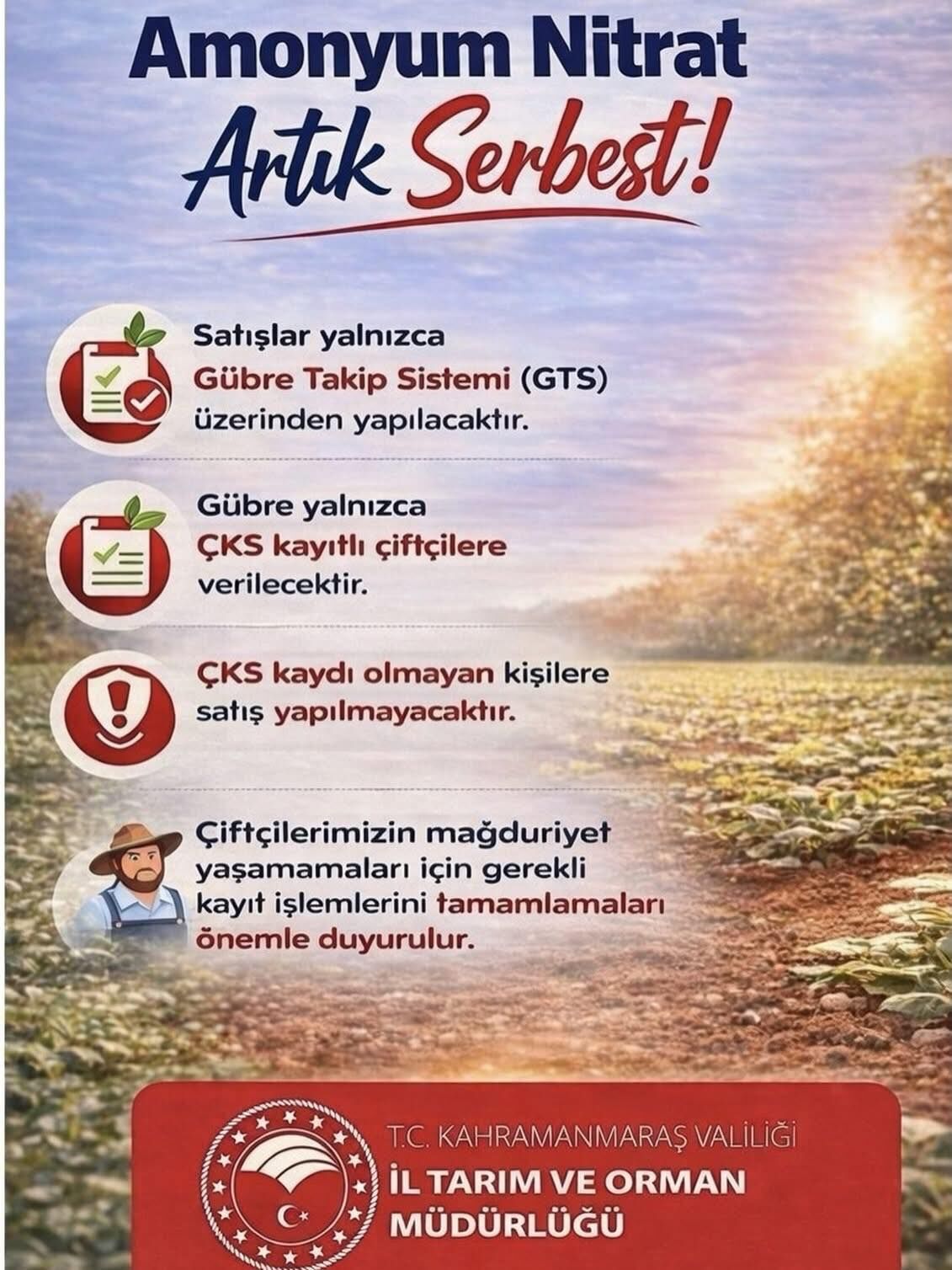 Afşin’de Amonyum Nitrat Gübresi Yeniden Kullanıma Açıldı