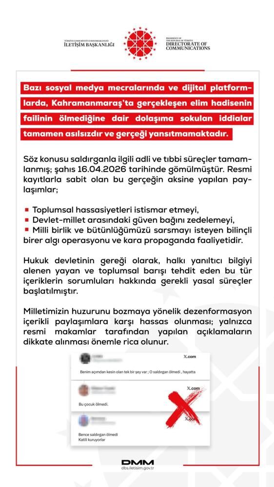 Dmm, Kahramanmaraş'taki Saldırının Failinin 'Ölmediği' İddialarını Yalanladı