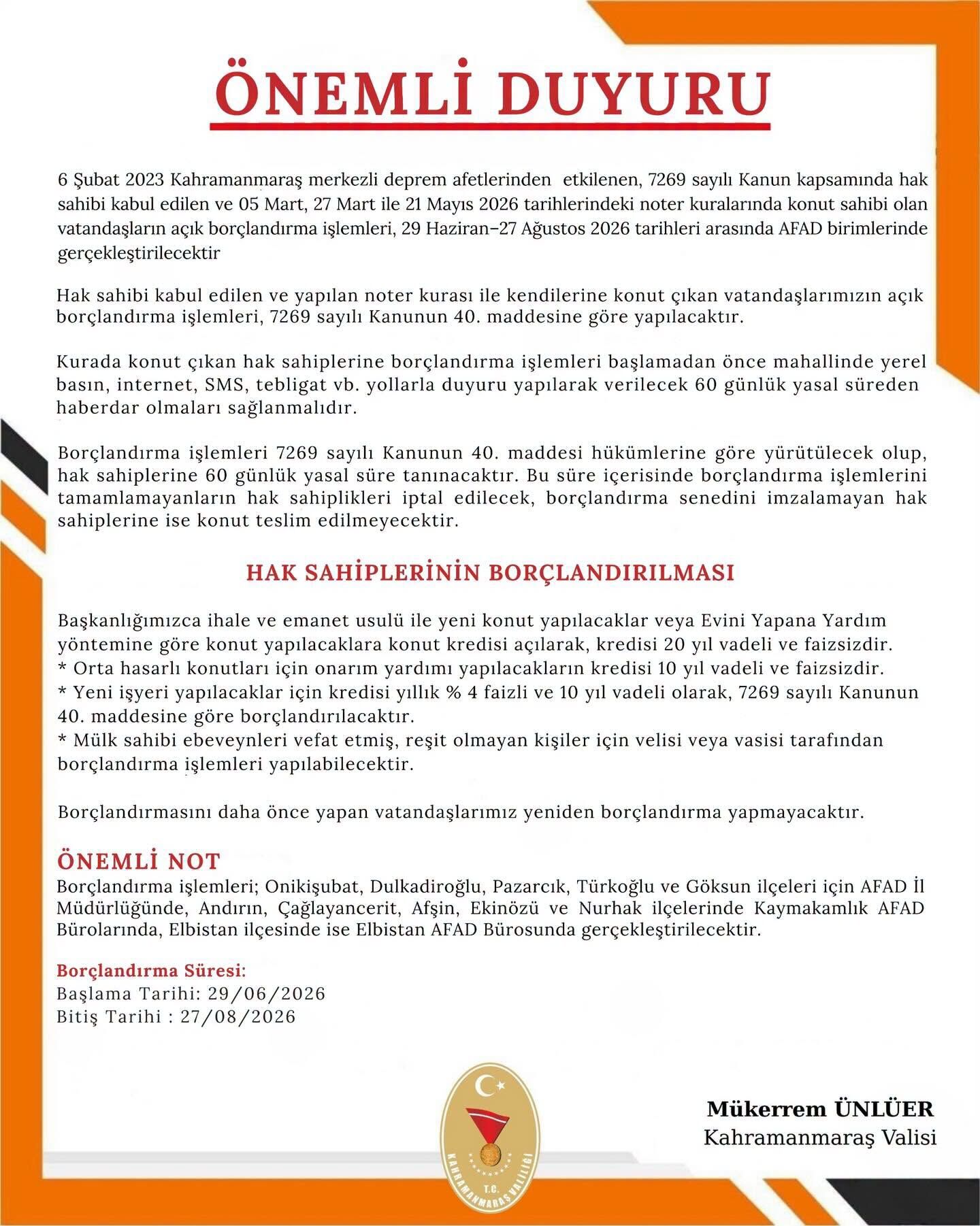 Afşin’de Depremzedelere Kritik Uyarı 60 Gün İçinde Tamamlayın