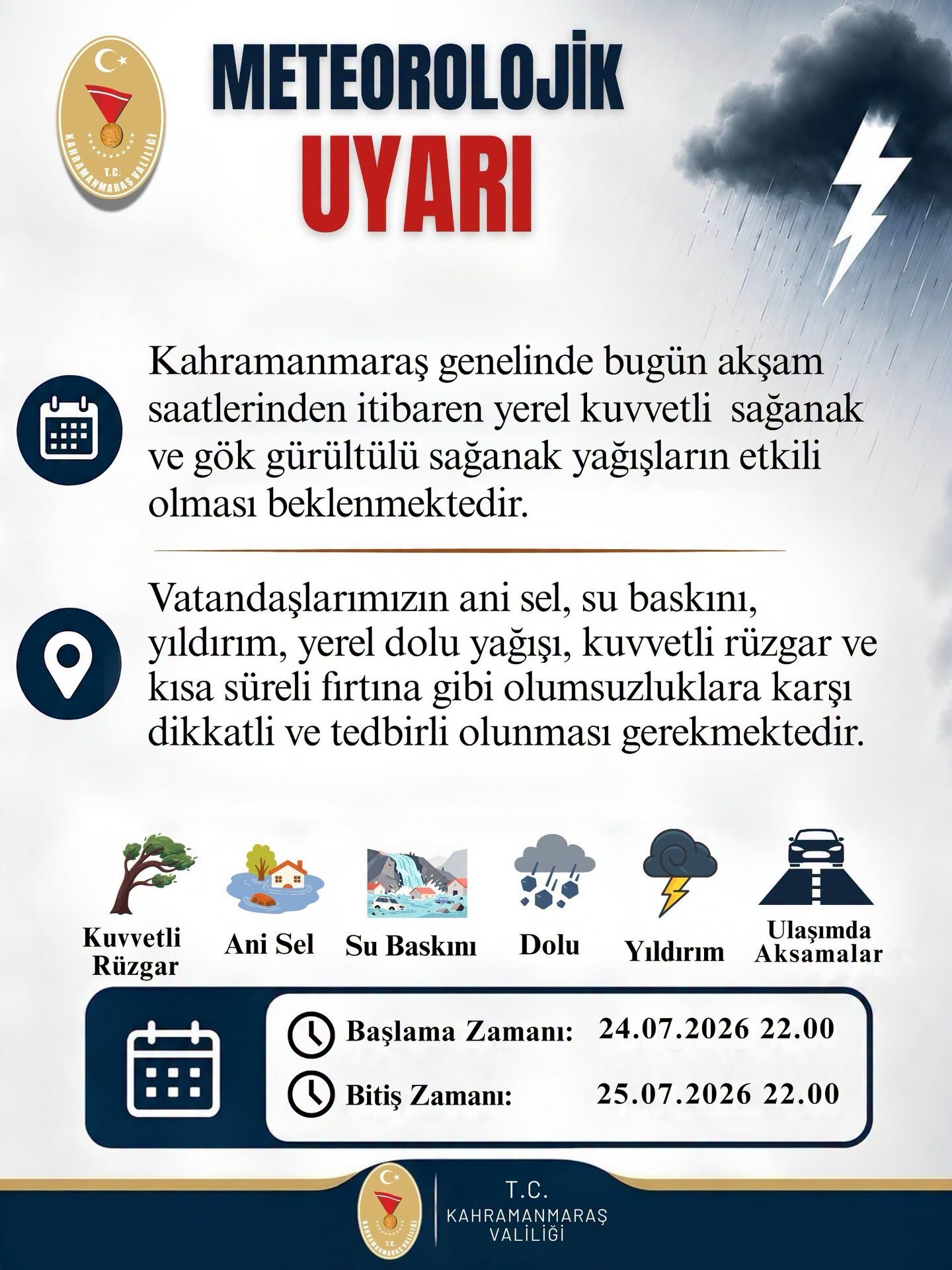 Afşin’de Kuvvetli Yağış Uyarısı1