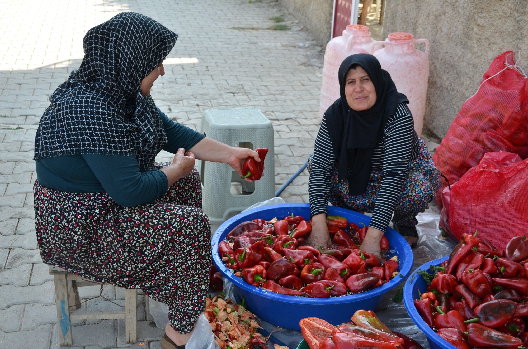 Afşin’de Kış Hazırlıkları Başladı! Salçalık Biber Ve Domates Tezgâhları Şenlendirdi (2)