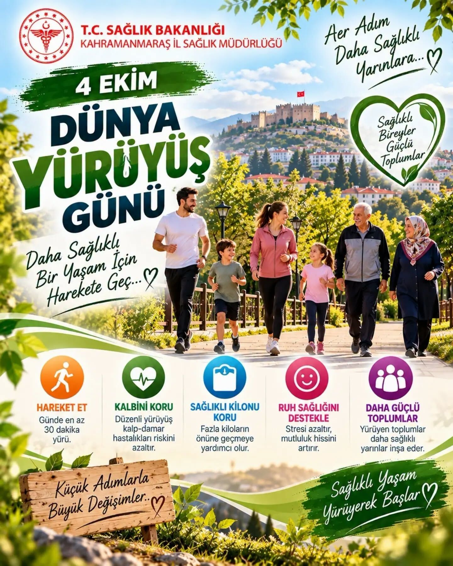 Kahramanmaraş İl Sağlık Müdürlüğü'nden Dünya Yürüyüş Günü mesajı