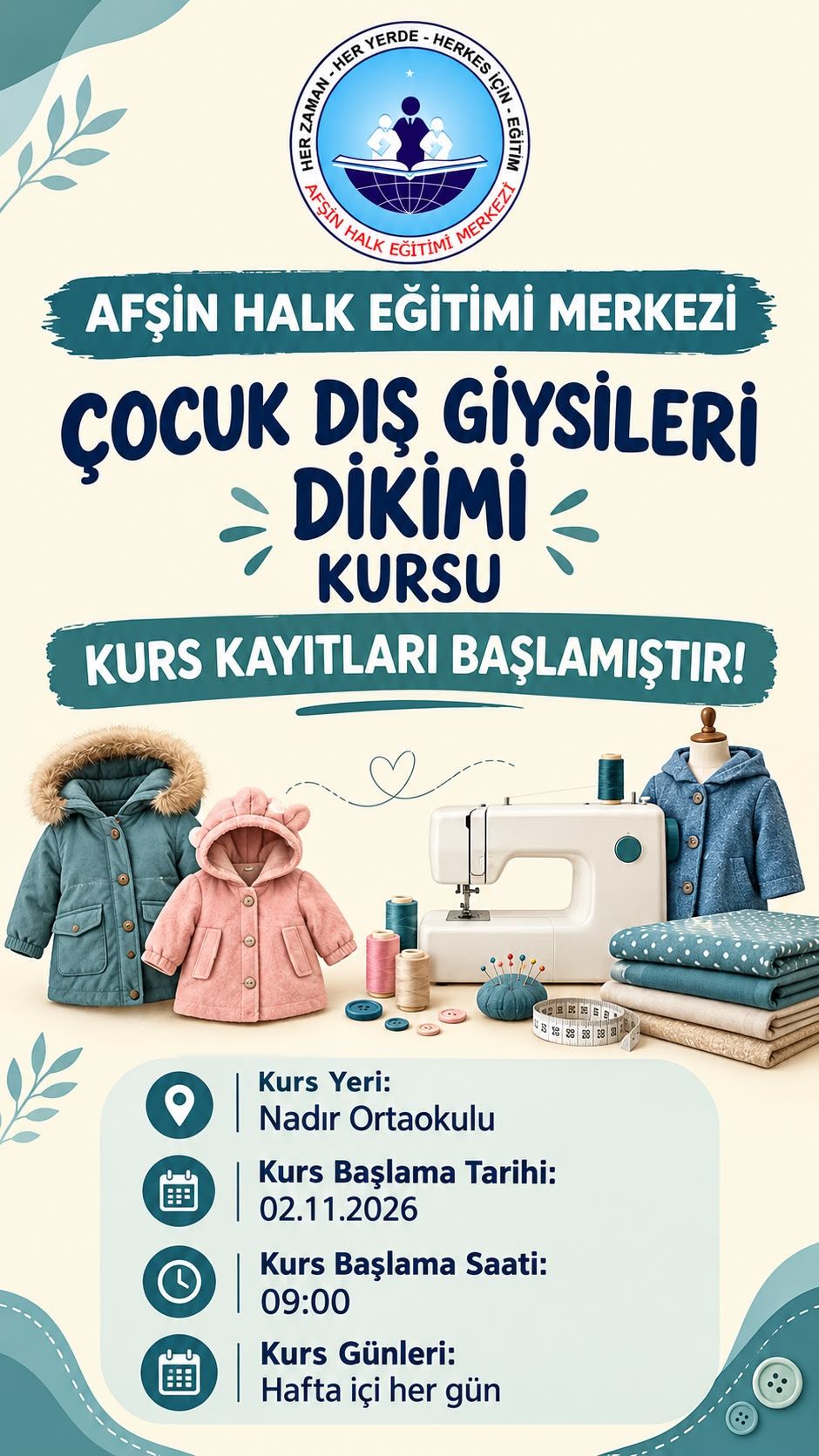 Afşin Halk Eğitimi Merkezinde 4 Yeni Kurs Açılıyor