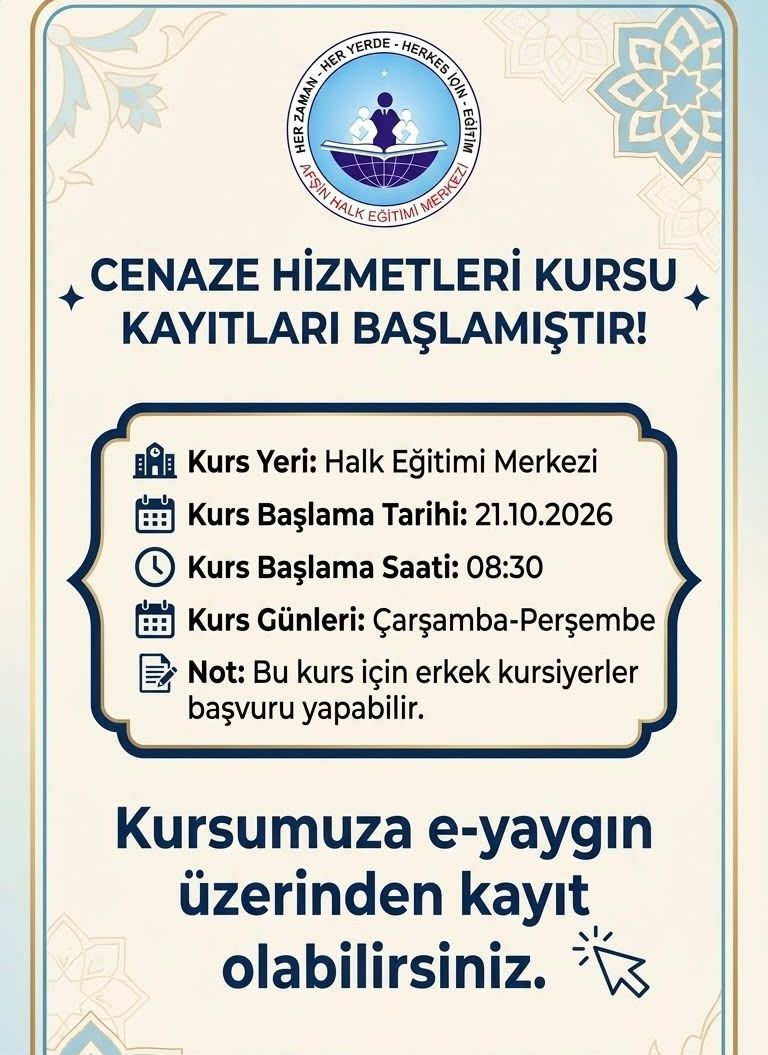 Afşin Halk Eğitimi Merkezi’nde İki Yeni Kurs Açılıyor (1)