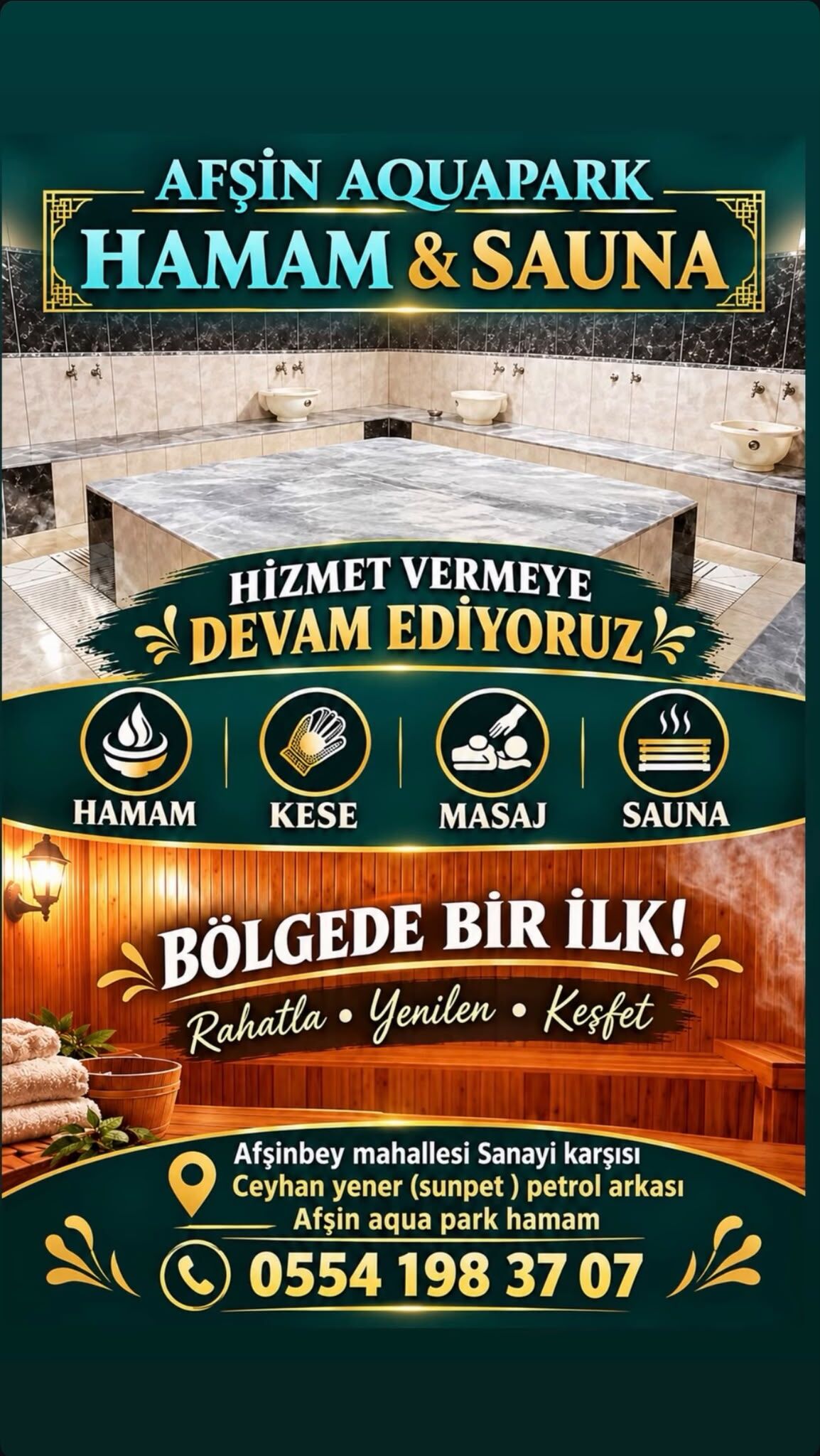 Afşin’de Hamam ve Sauna Hizmeti Devam Ediyor